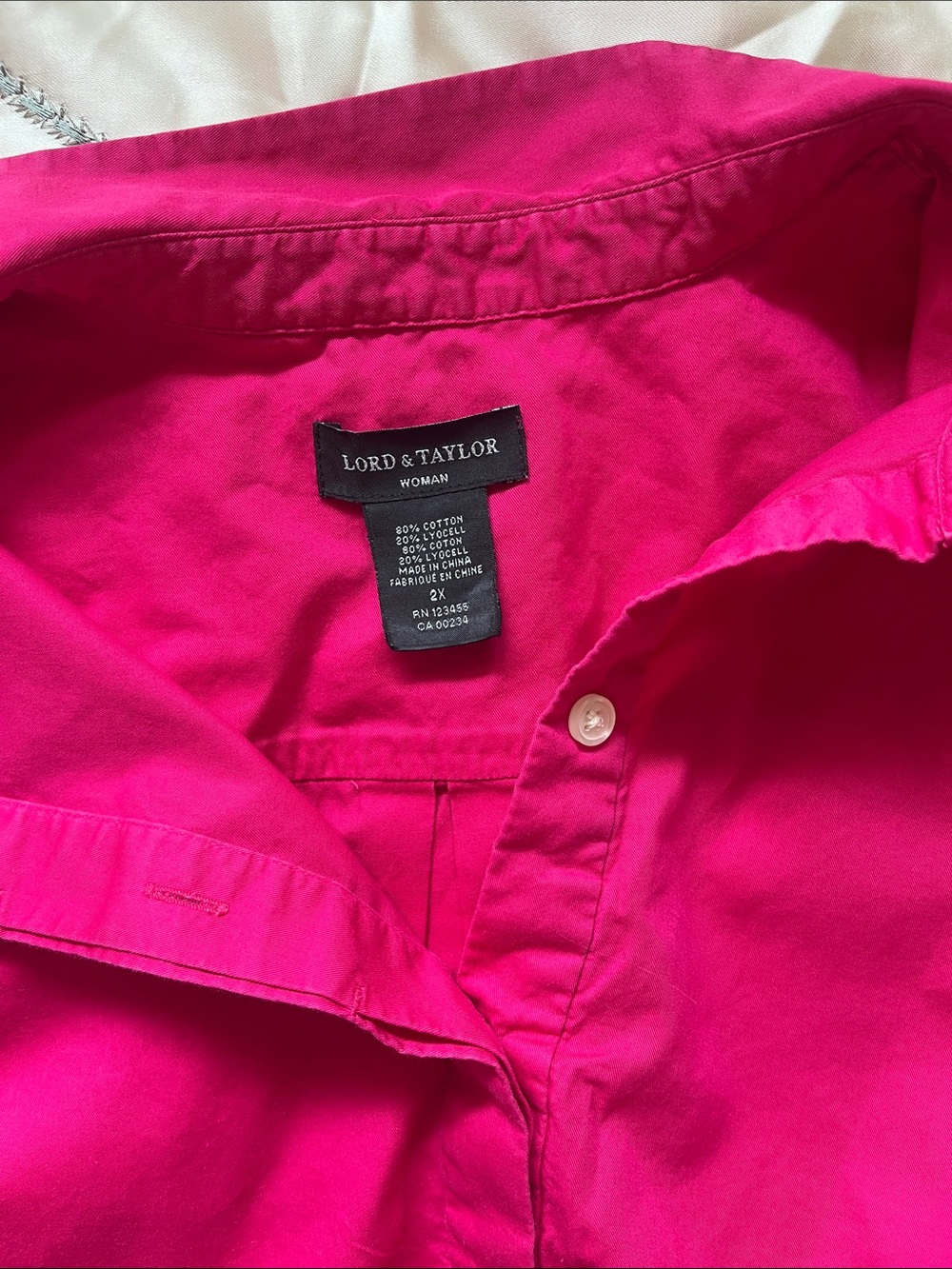 Lord & Taylor Bright Hot Pink Button-Down Shirt